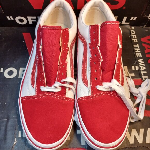 Vans Men's U.S. Size 12 Old Skool Bolt Red/White Classic Suede VN0009Q56RT Rare - Picture 8 of 12